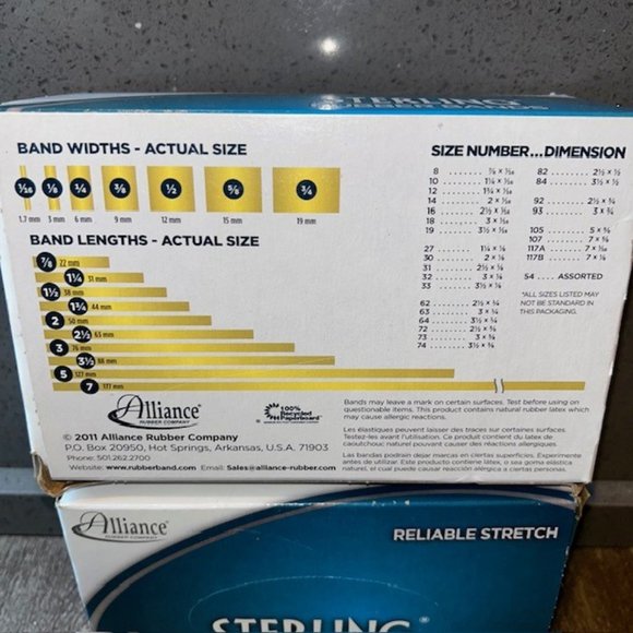 Lot of 2 - Alliance Sterling Rubber Bands 117B 7 x 1/8 250 Bands/1lb Box 25405 - Picture 3 of 4